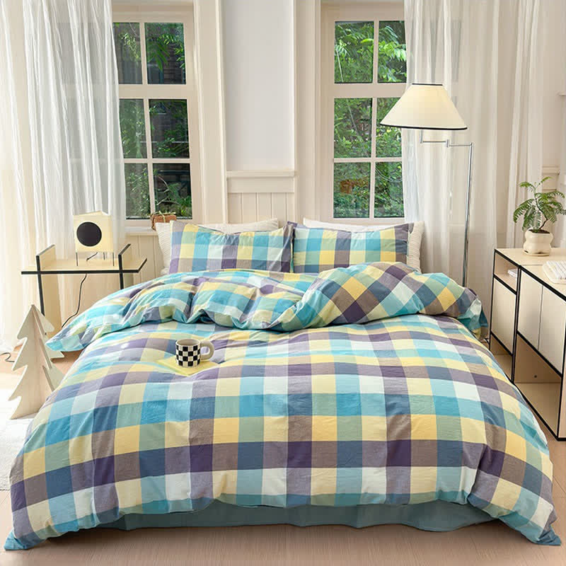 Multi-Color Plaid Cotton Bedding Set - image 6