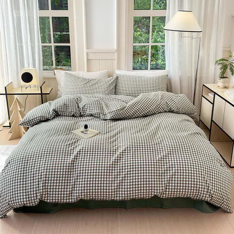 Small Check Gingham Cotton Bedding Set - image 18