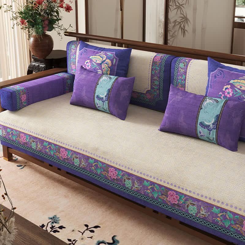 Vintage Oriental Floral Sofa Slipcover - image 2