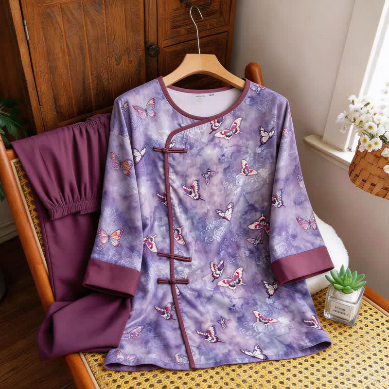 Purple Butterfly Eastern-Inspired Loungewear Set - image 7