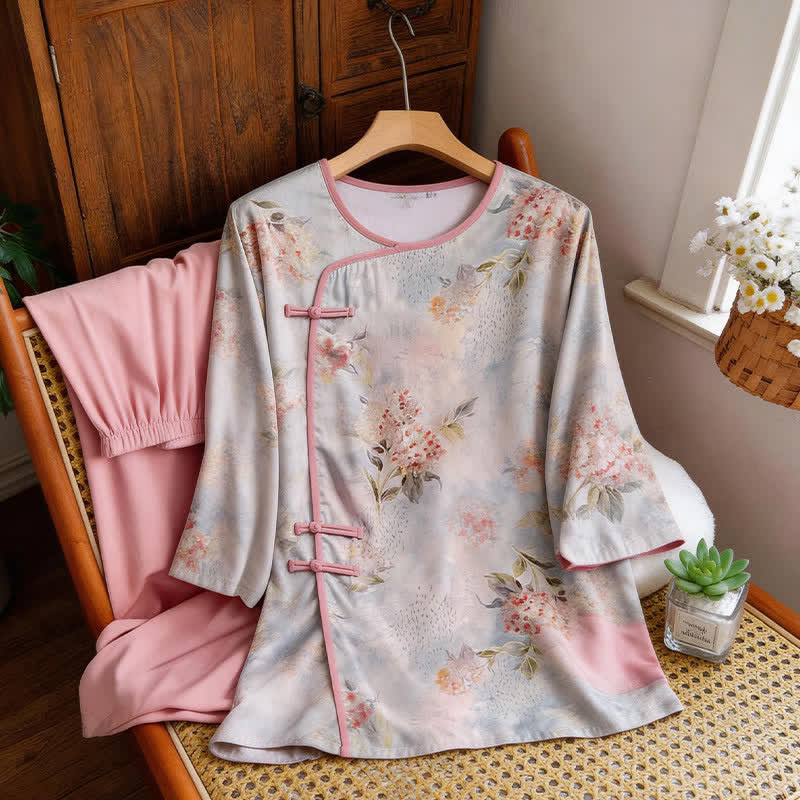 Pink Floral Eastern-Inspired Loungewear Set - image 6