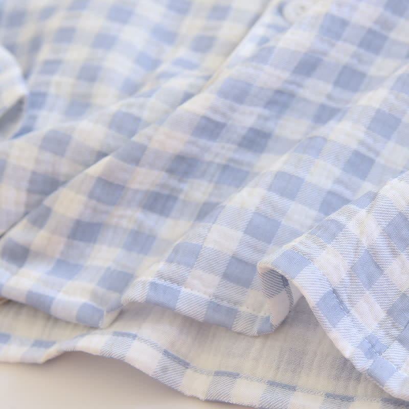 Matching Couples Plaid Cotton Gauze Pajamas - image 17
