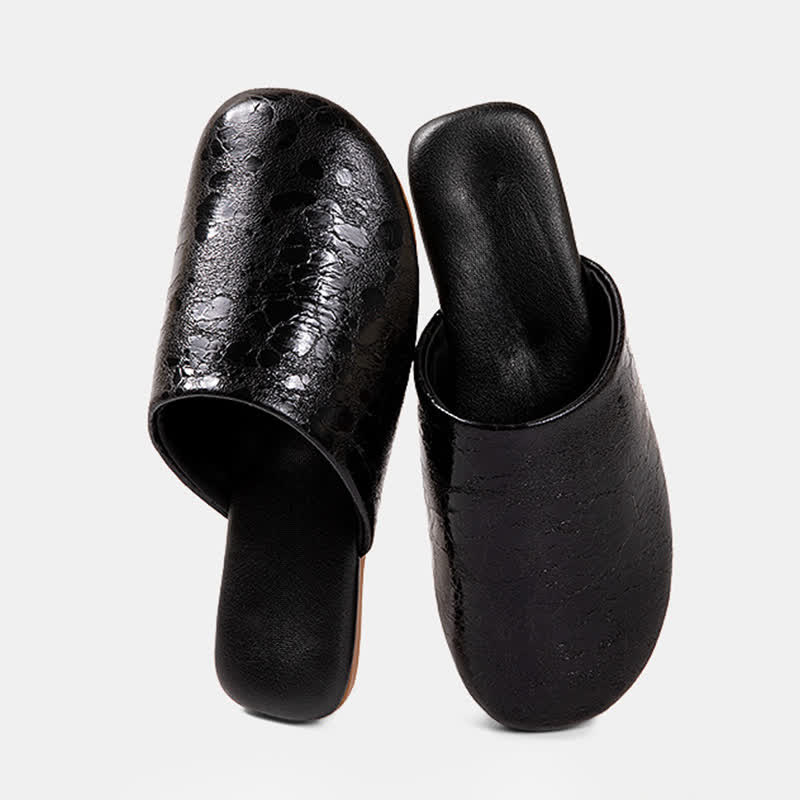 Vintage Marble Pattern Indoor Slippers - Black - 2XL - image 11