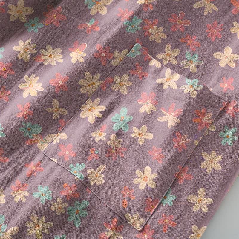 Purple Floral Cotton Gauze Kimono Robe - image 6