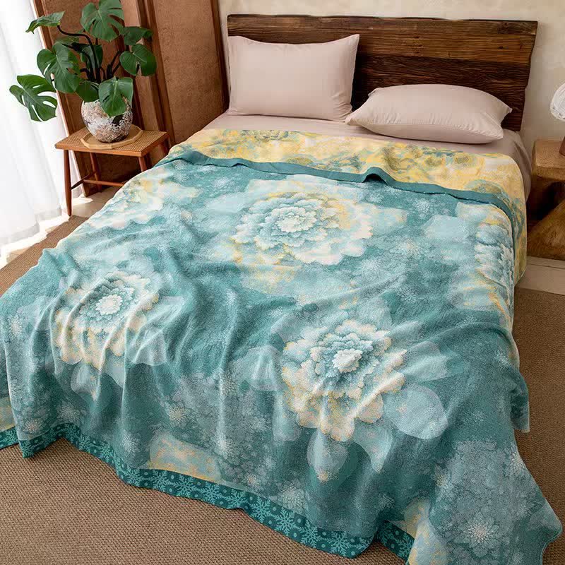 Rustic Blooming Floral Cotton Gauze Blanket - image 1