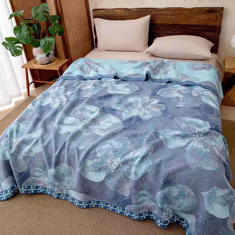 Country Blue Floral Cotton Gauze Blanket - image 1