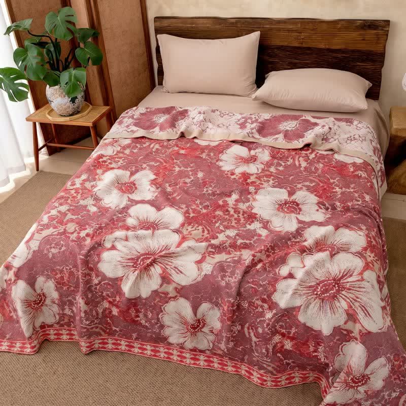 Country Style Hibiscus Cotton Gauze Blanket - image 1