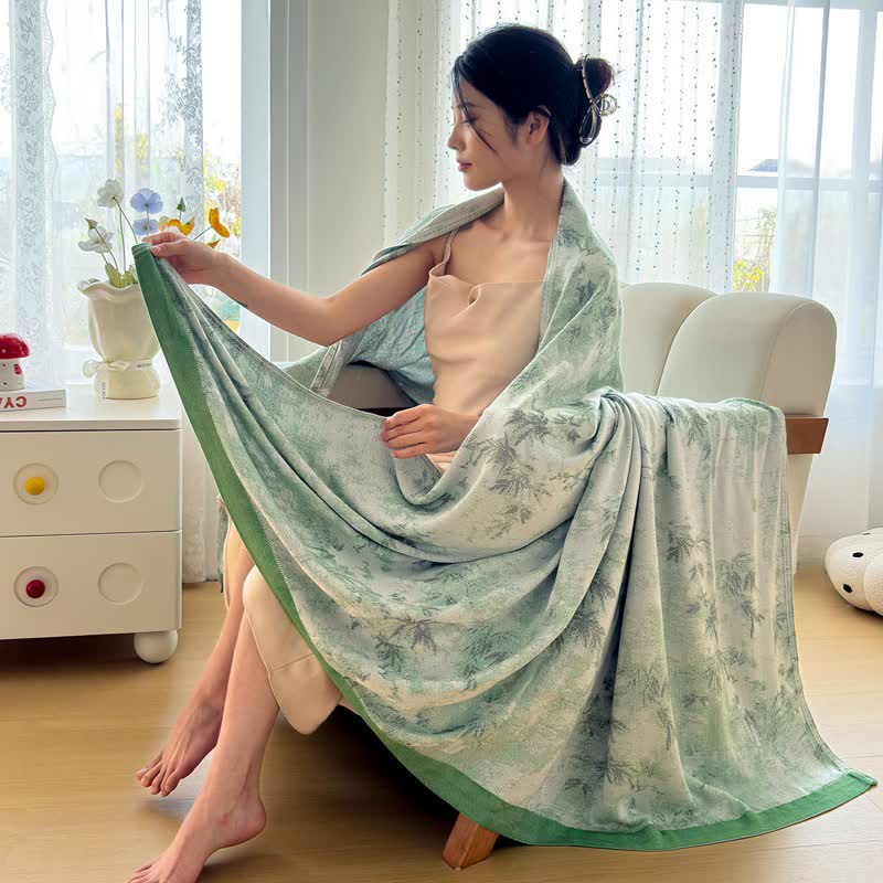 Artistic Botanical Bamboo Fiber Summer Blanket - image 12