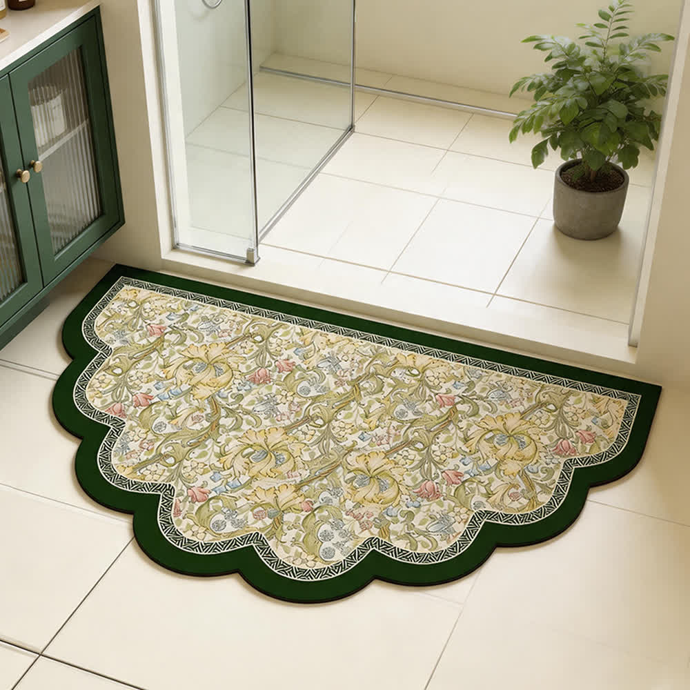 Floral Scalloped Half-Round Shower Rug - image 1