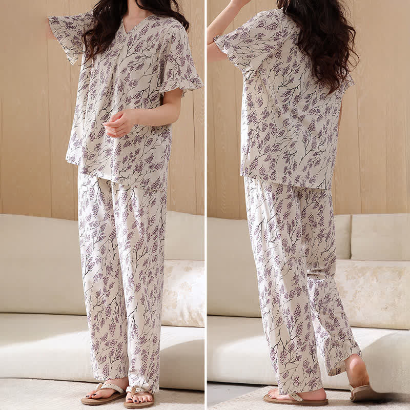 Botanical Floral Cotton Loungewear Set - image 4