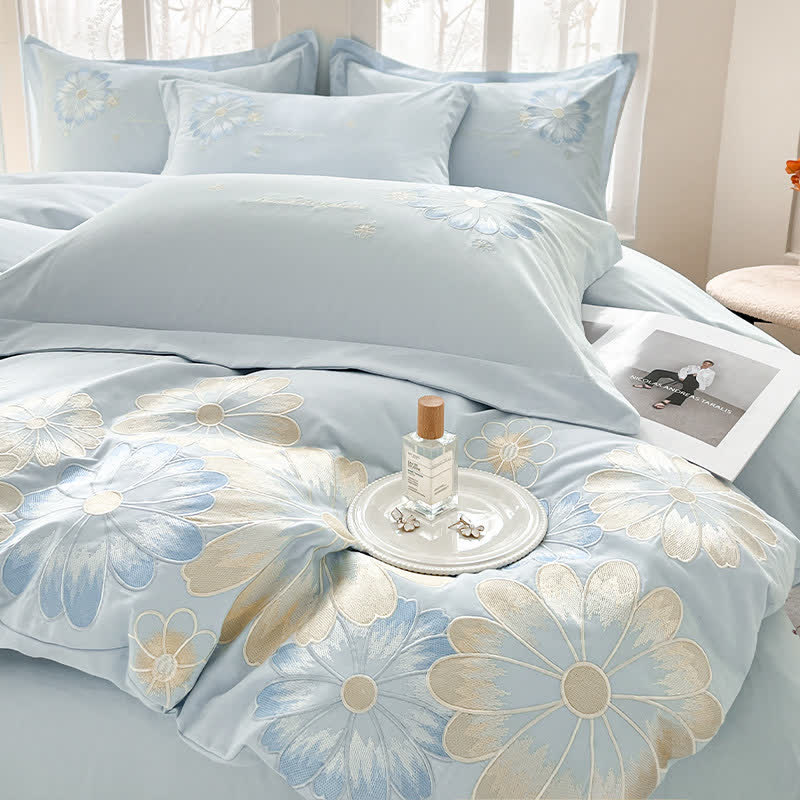 Daisy Embroidered Pure Cotton Bedding Set(4PCS) - image 4