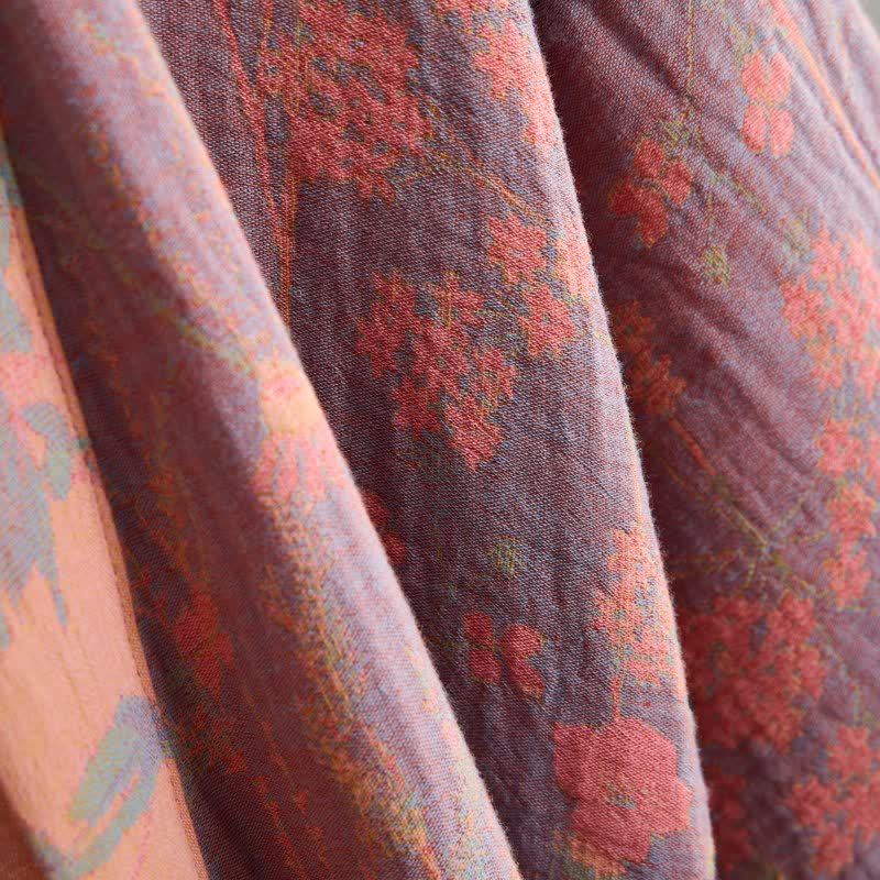 Artistic Botanical Cotton Gauze Kimono Robe - image 8