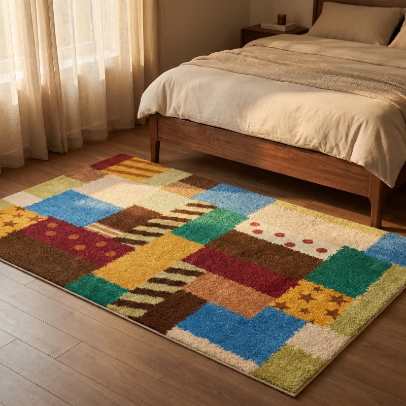 Retro Patchwork Star Dot Area Rug - image 3