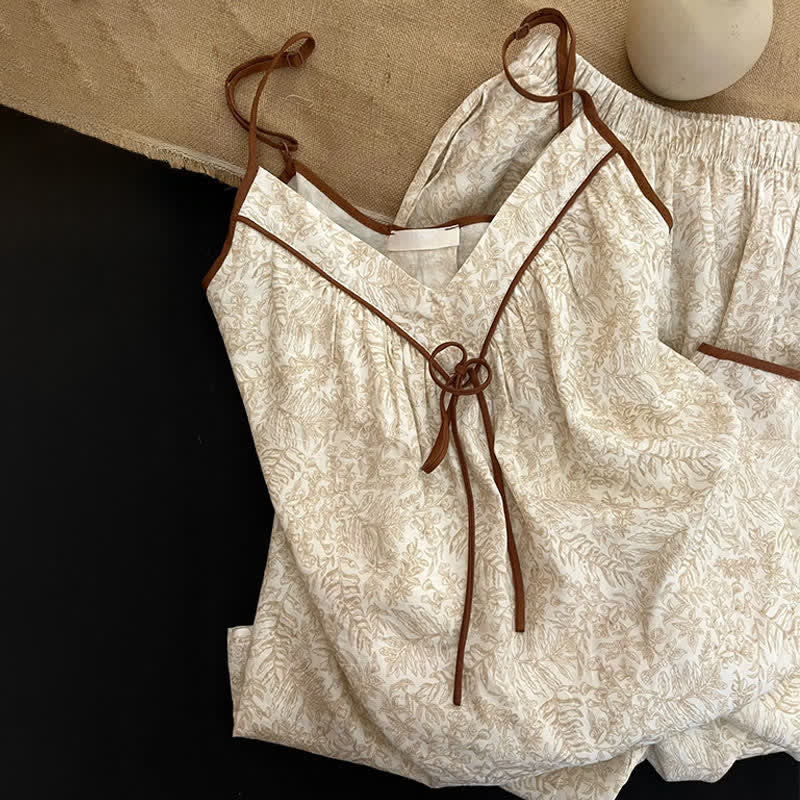 Beige Bow Detail Cami Lounge Set - image 6