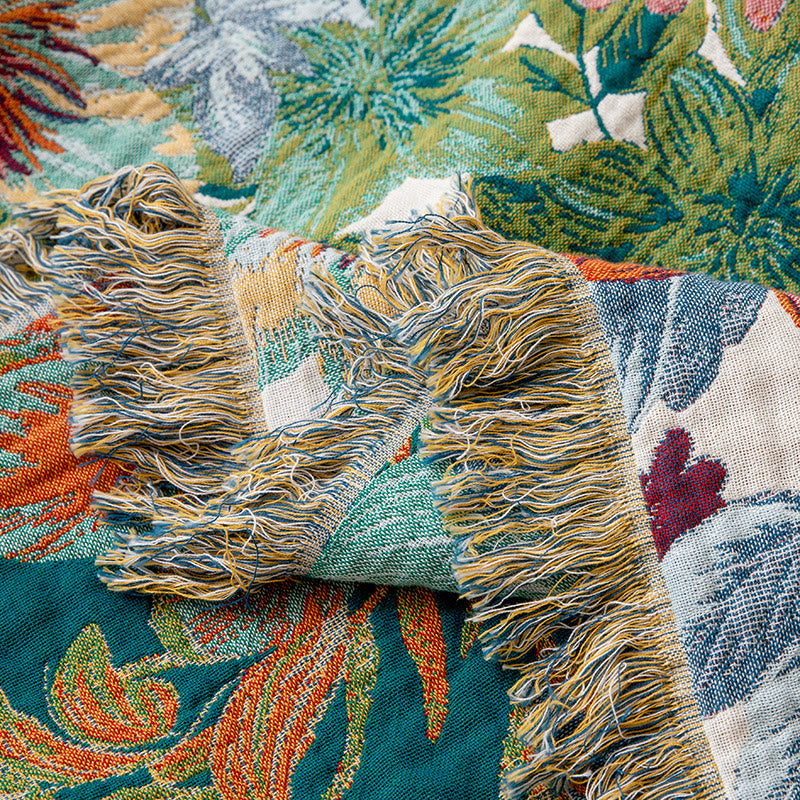 Vintage Tropical Floral Reversible Gauze Quilt - image 4
