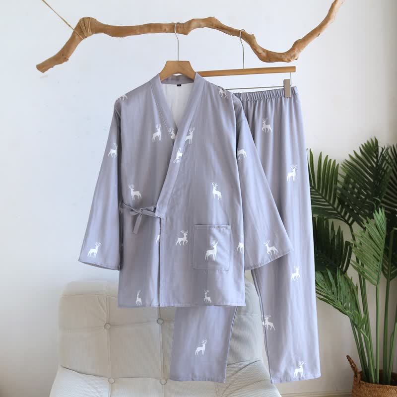 Couple Matching Deer Cotton Loungewear Set - Men: Blue - XL - image 15