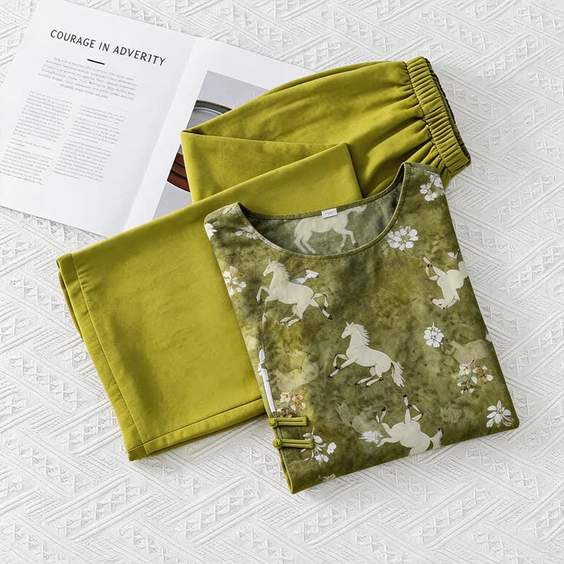 Horse Print Eastern-Inspired Loungewear Set - image 9