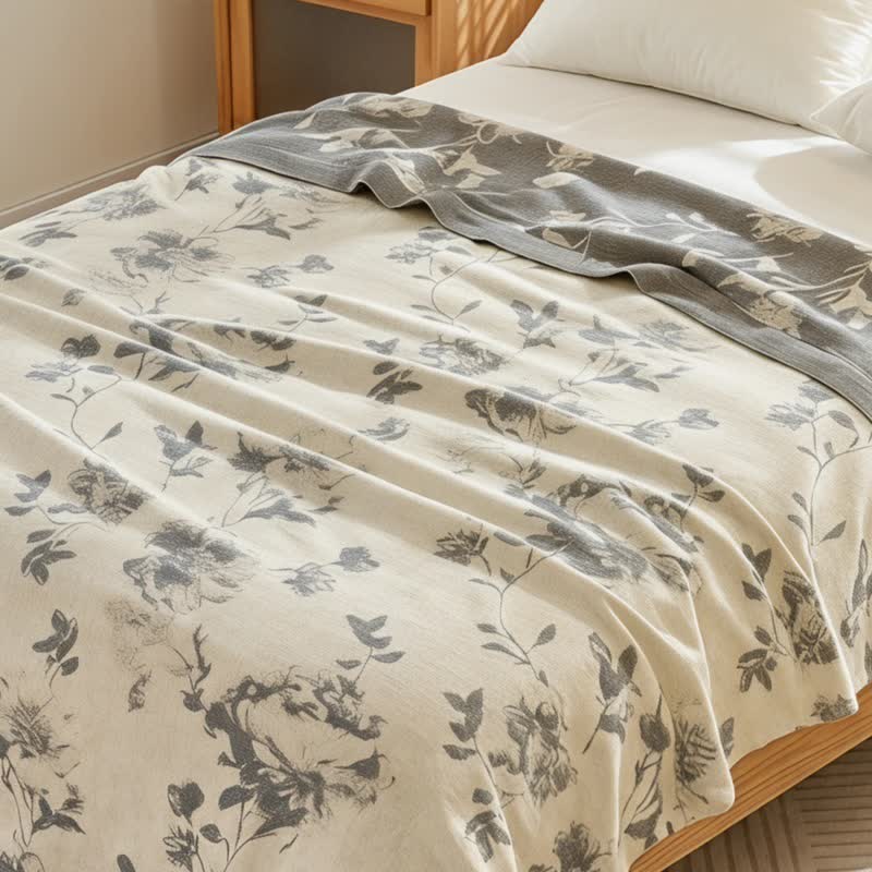 Vintage Floral Cotton Quilt Blanket - image 1