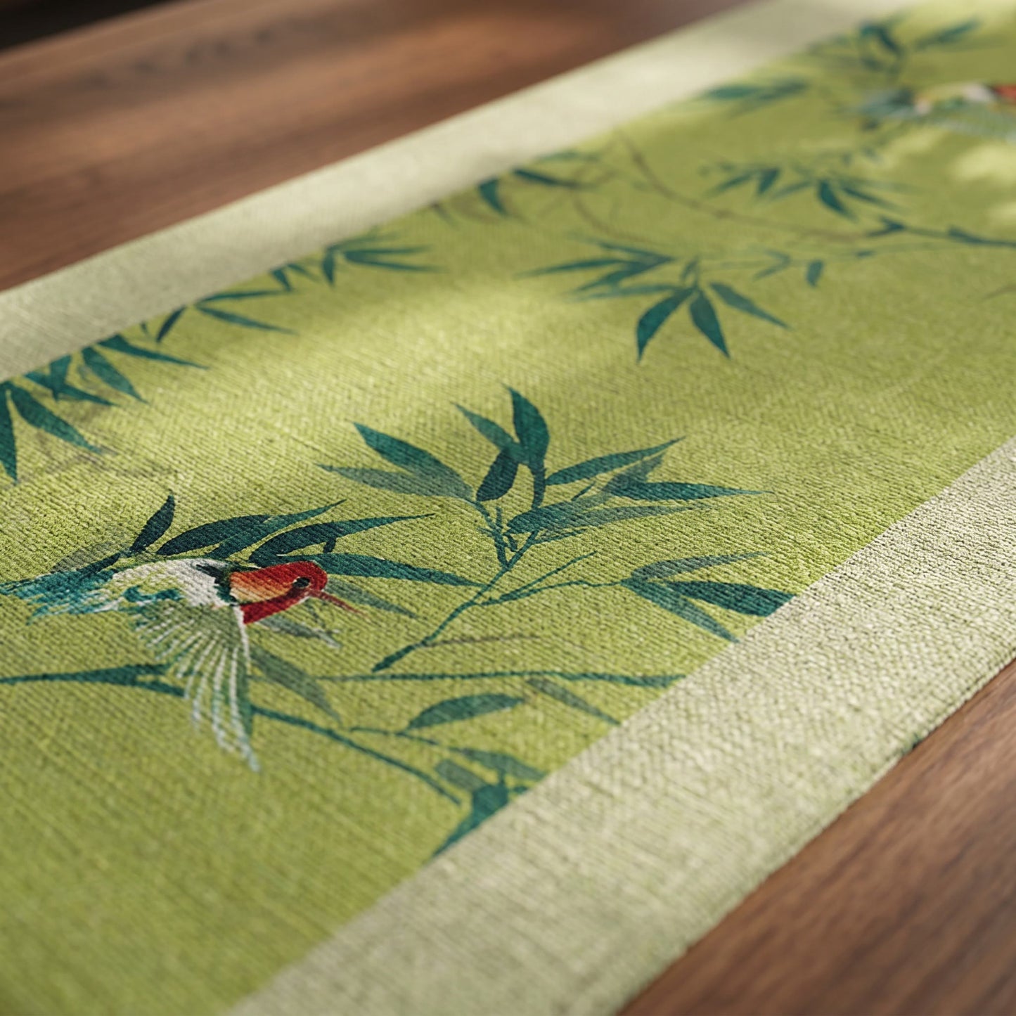 Green Bamboo & Birds Table Runner - image 4
