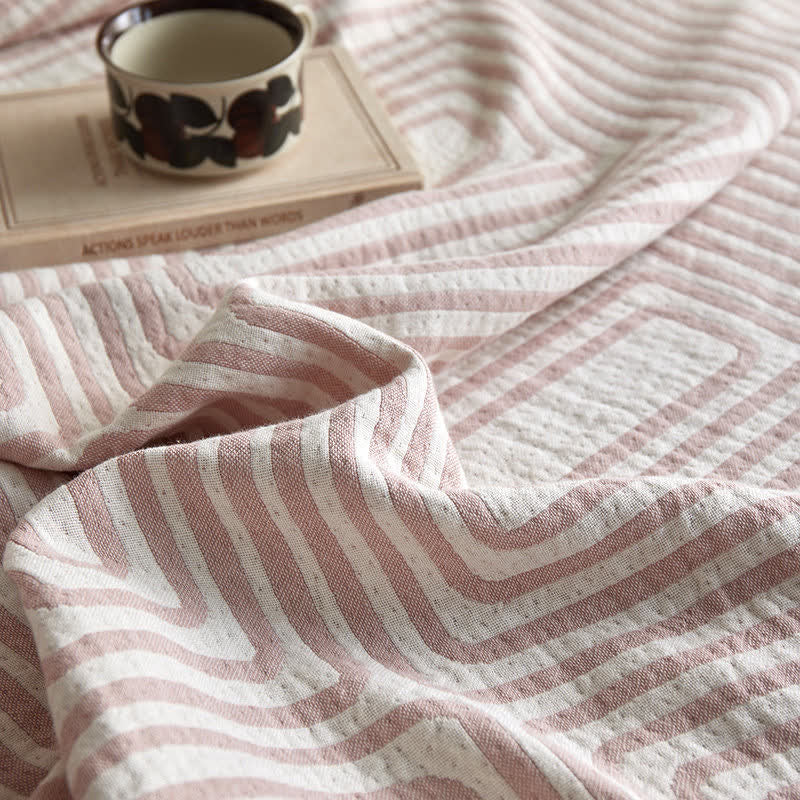 Geometric Labyrinth Pattern Cotton Gauze Blanket - image 8