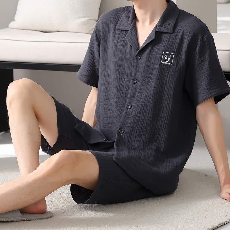 Unisex Cotton Gauze Resort Loungewear Set - Black - 4XL - image 12