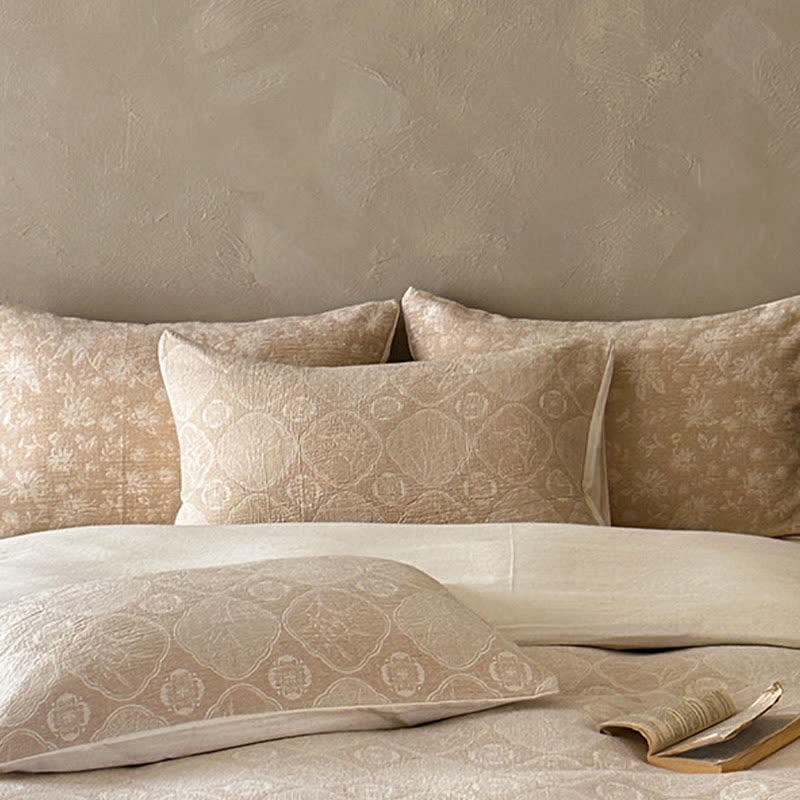 Camel Geometric Floral Jacquard Cotton Bedding Set - image 3