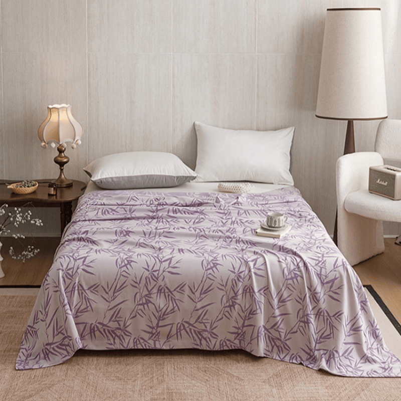Multicolor Bamboo Leaf Bamboo Fiber Quilt - Purple - Queen - image 10