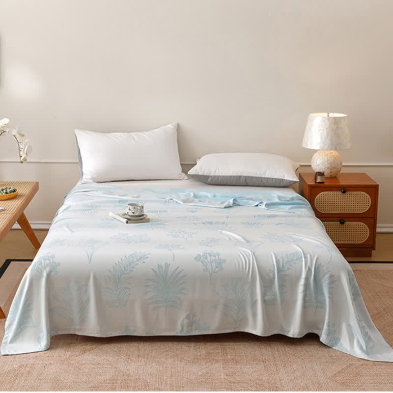 Multicolor Botanical Sketch Bamboo Fiber Quilt - Blue - Queen - image 9