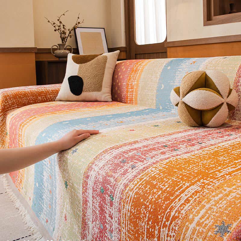 Sunset Stripe Tassel Sofa Protector - image 7