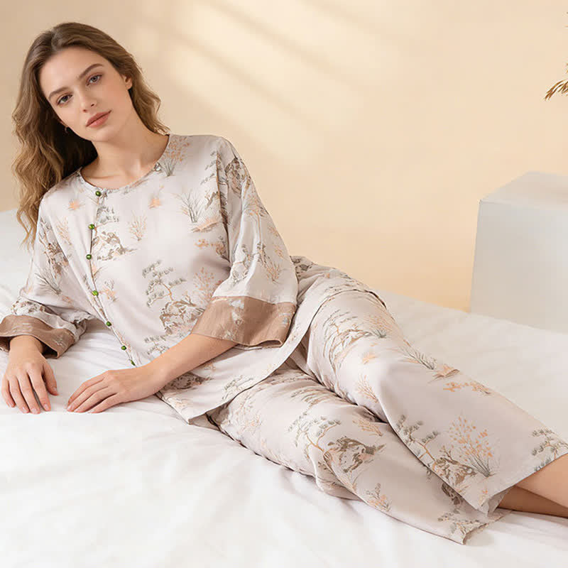 Oriental Print Fiber Women's Loungewear Set - image 11