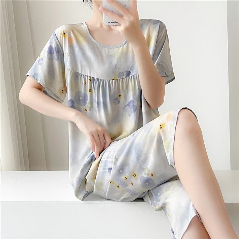 Misty Blue Floral Loungewear Set - image 2