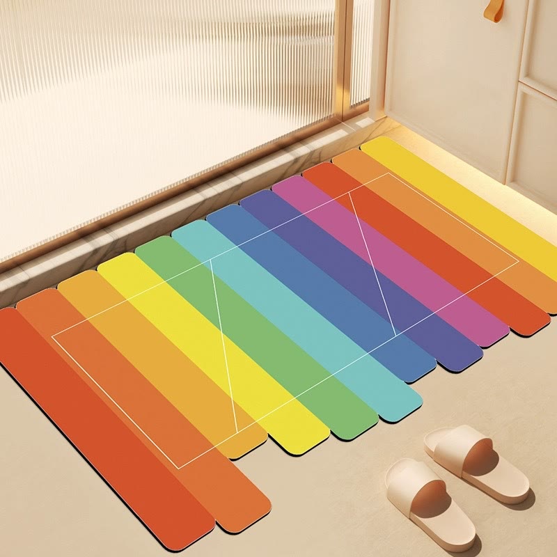 Modern Rainbow Stripe Diatom Mud Bath Rug - 31'' × 47'' - D - image 8