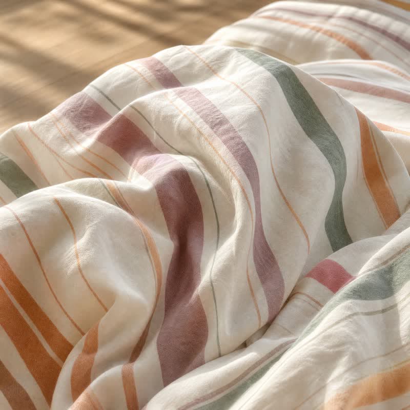 Nordic Soft Multicolor Stripe Cotton Bedding Set - image 5