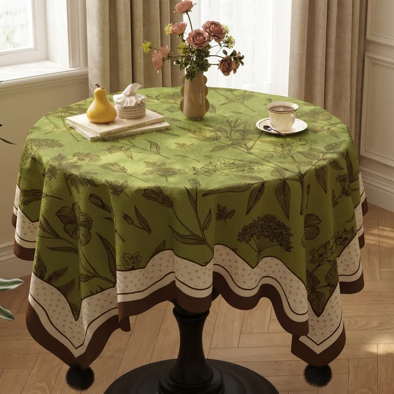 French Country Style Green Floral Tablecloth - image 2