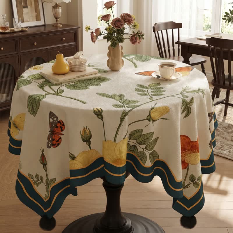Botanical Butterfly Print Pom-Pom Tablecloth - image 3