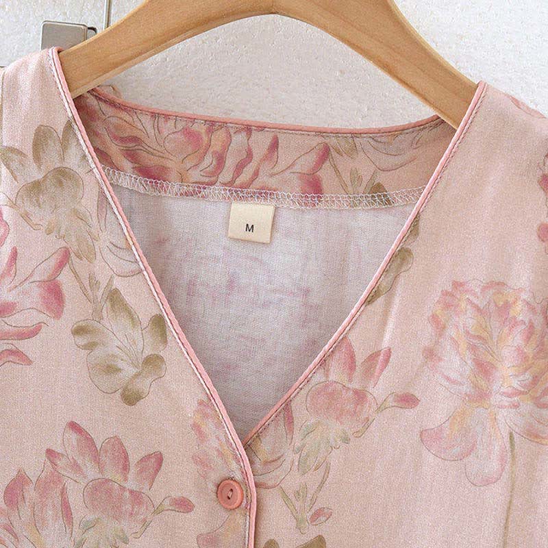 Pink Peony Floral Cotton Gauze Pajamas - image 2