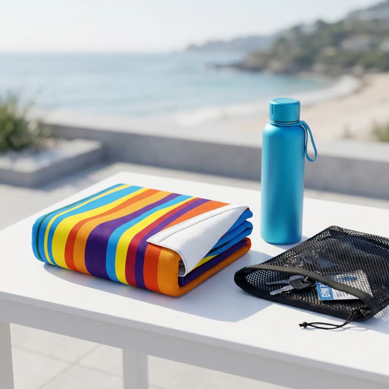Rainbow Stripe Microfiber Beach Towel - image 6