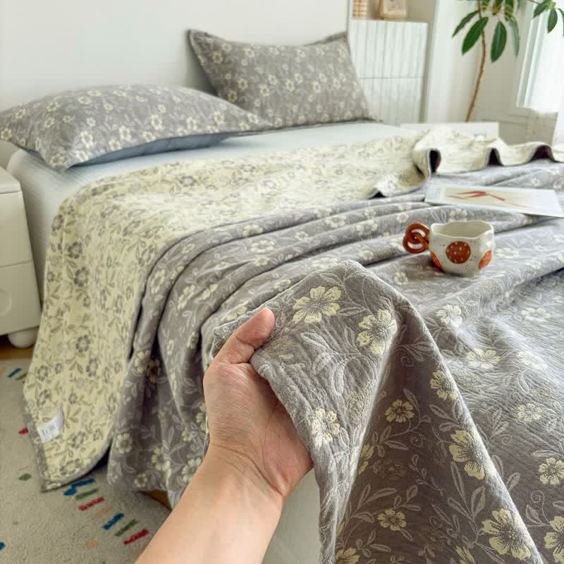 Reversible Rustic Flower Jacquard Cotton Quilt - image 10