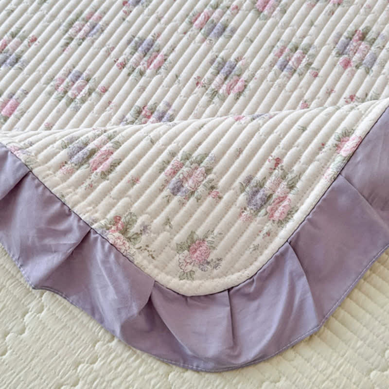 Violet Ruffle Floral Cotton Coverlet - image 5