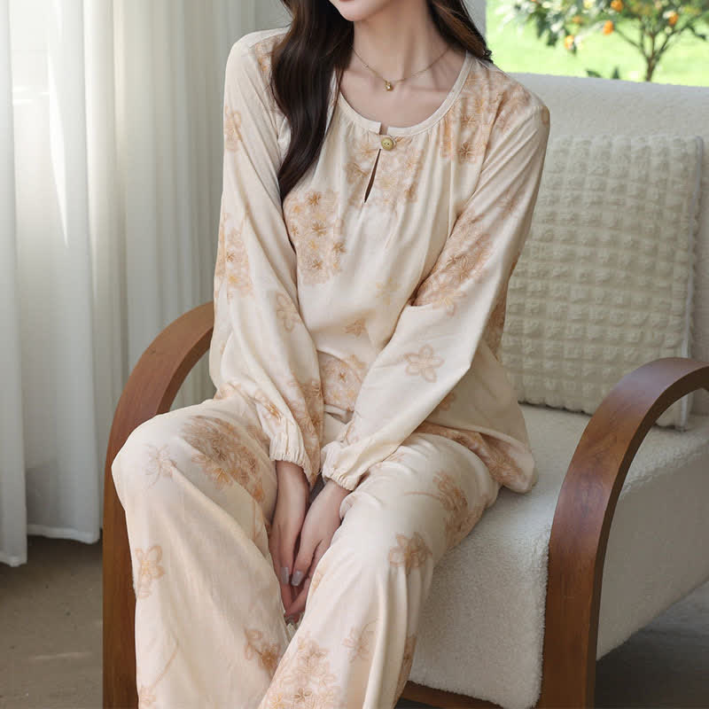 Elegant Floral Long Sleeve Women's Pajamas - image 1