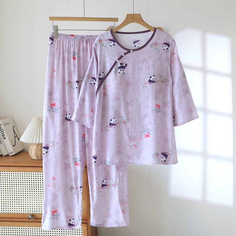 Purple Panda Print Loungewear Set - Purple - XXL - image 0