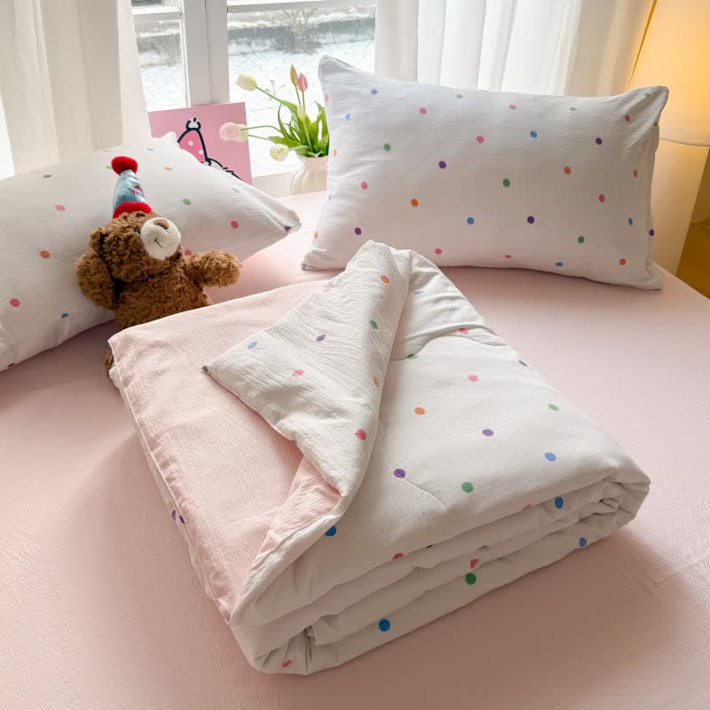 Rainbow Polka Dot Washed Cotton Bedding Set - image 4