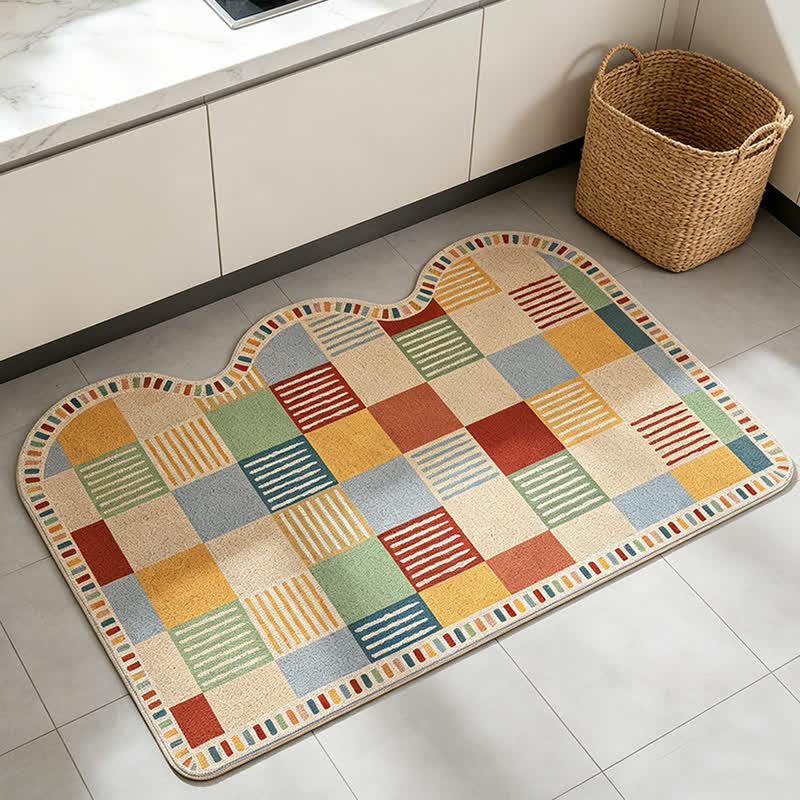 Colorblock Patchwork Printed Entry Rug - image 3