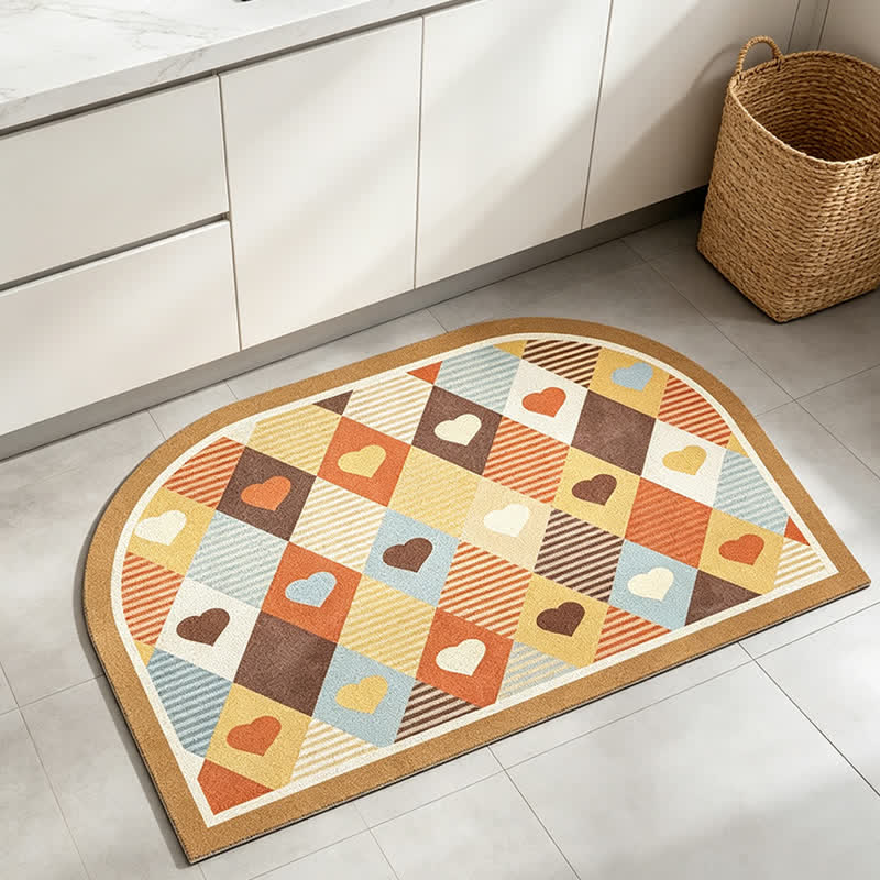 Retro Geometric Heart Arch Entryway Rug - image 3