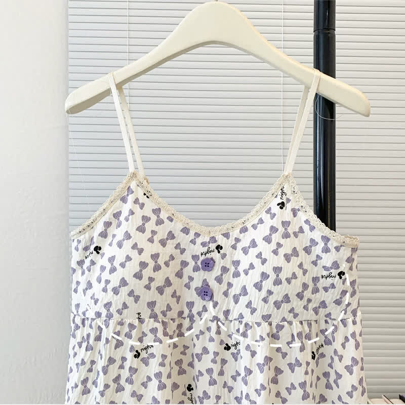 Purple Bow Sleeveless Ruffle Nightgown - image 9