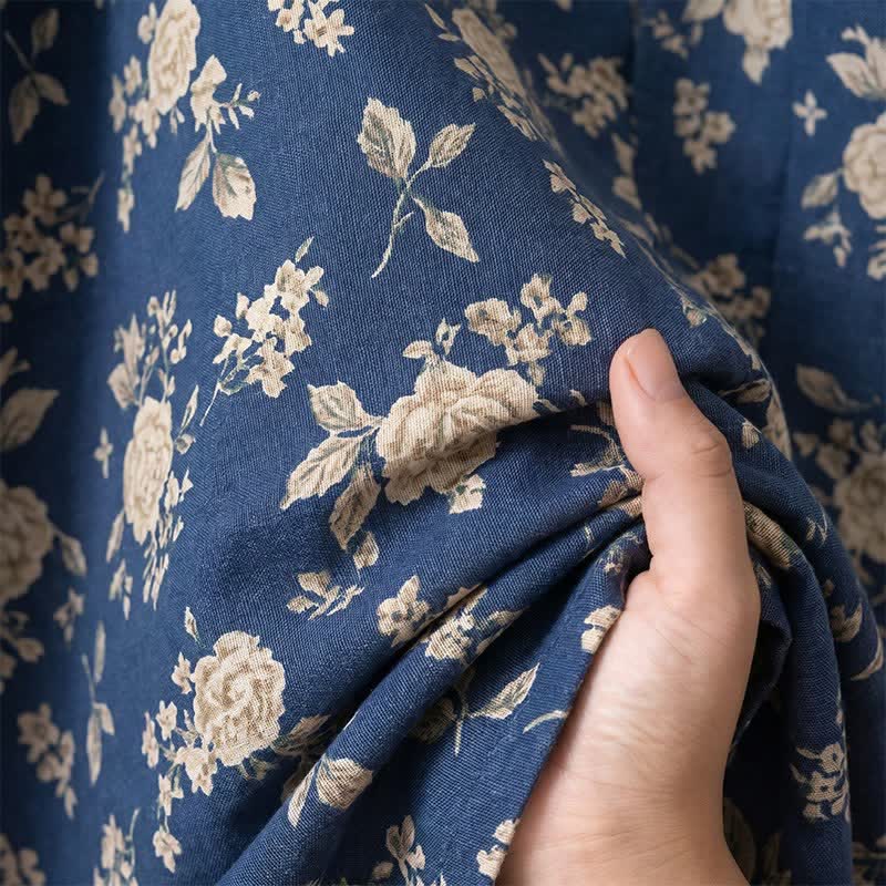 Indigo Blue Vintage Floral Kimono Robe - image 7