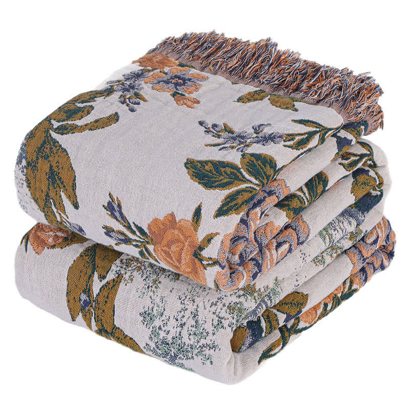4-Layer Cotton Gauze Baroque Floral Bedspread Quilt - image 5