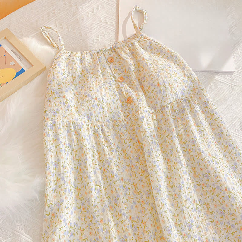 Floral & Leaf Cotton Ruffle Lounge Dress - image 5