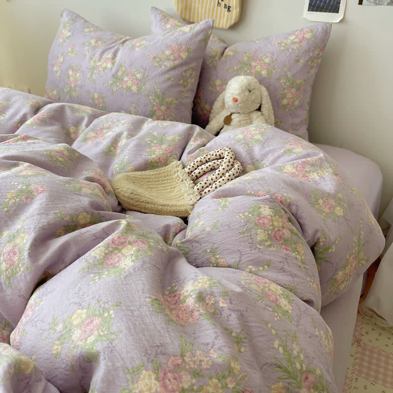 Dusty Purple Rose Cotton Gauze Bedding(4PCS) - image 5