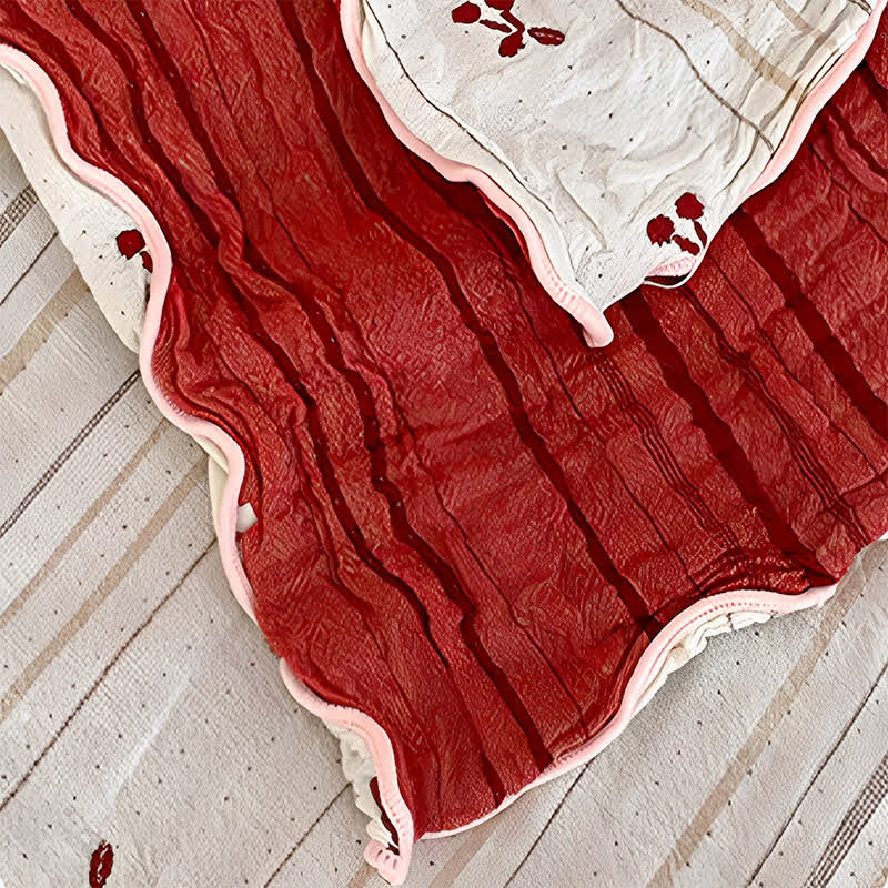 Cherry Stripe Red Trim Washed Cotton Bedding Set - image 4